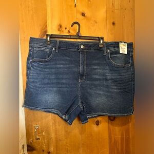 Women’s Plus A-Line High-Rise Denim Shorts (26W) Medium Wash Stretch Terra & Sky